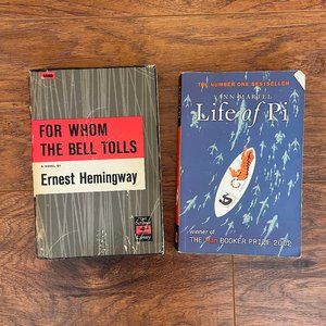 2 Books "For Whom the Bell Tolls" by Hemingway and "Life of Pi" by Yann Martel